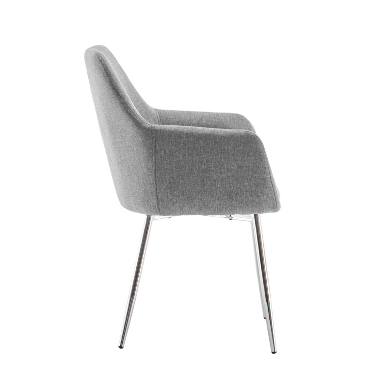 Centanne Fabric Dining Chairs with Chrome Legs, Grey