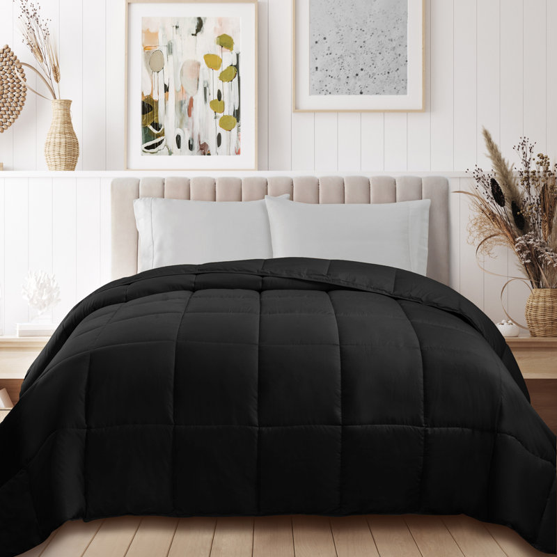 Full Black Reversible Down Alternative Microfiber Comforter
