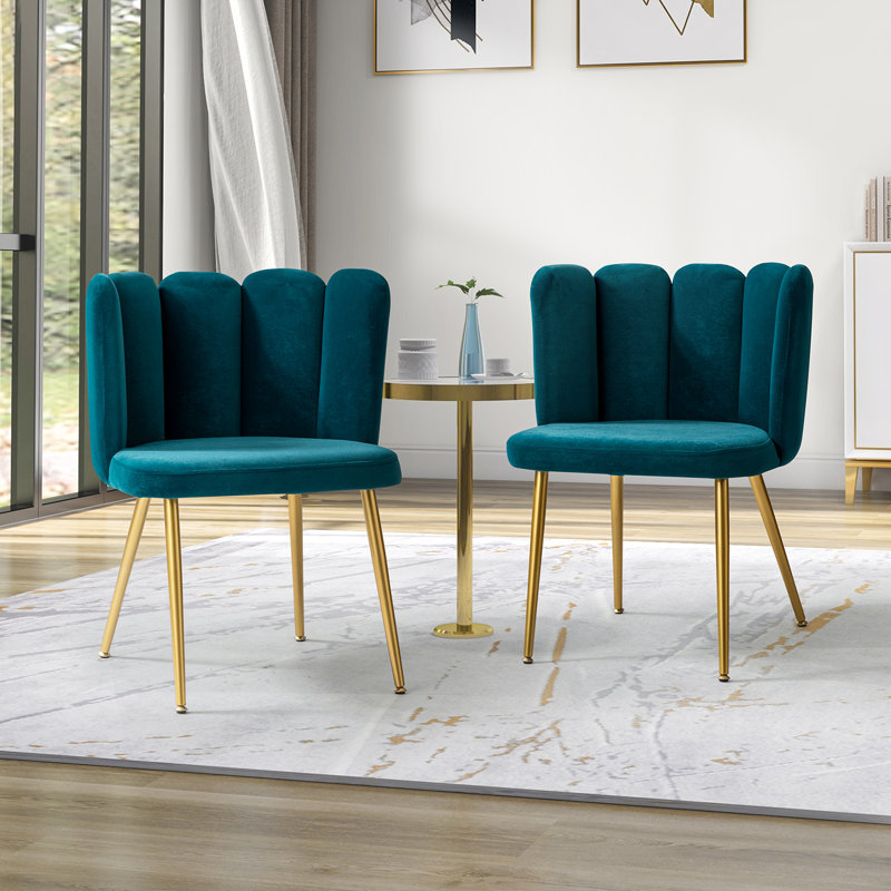 Pieraldo Upholstered Side Chair, Teal