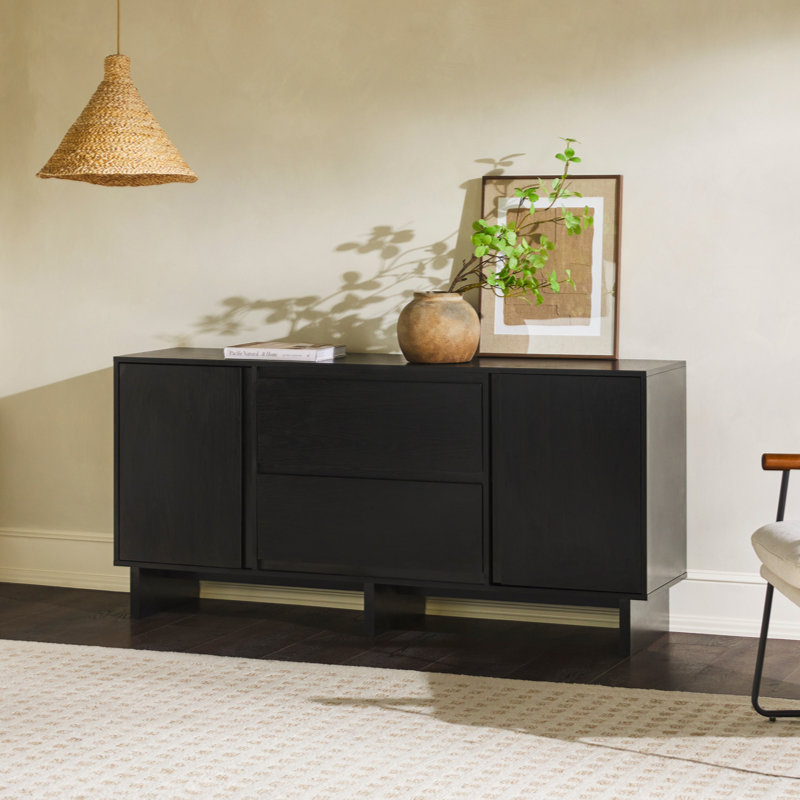 Minimalist 63" 2-Door Sideboard with Beveled Drawers