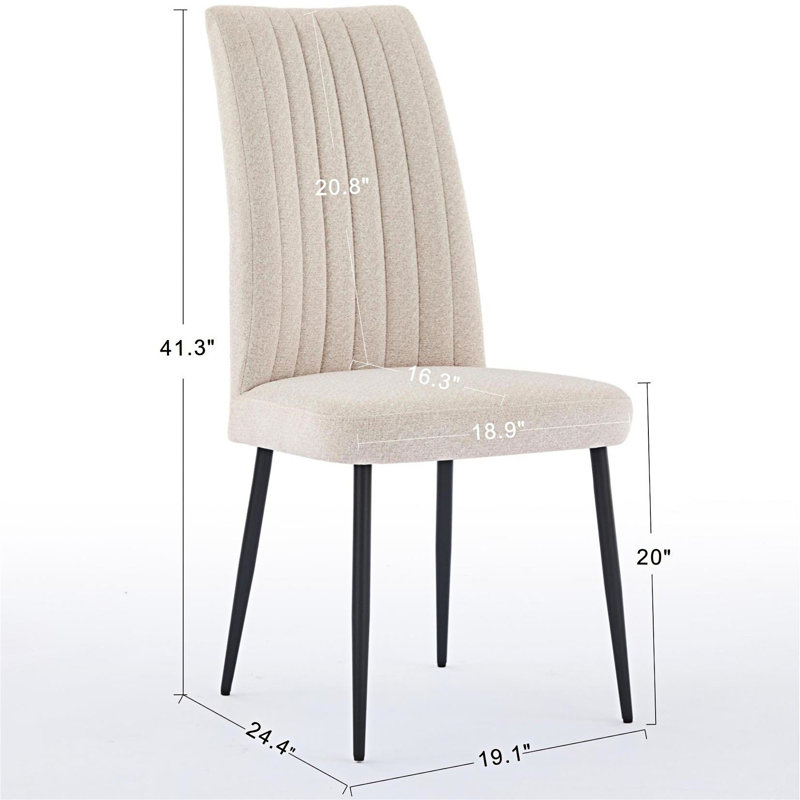 Ensemble de 2 chaises de salle à manger rembourrées, Beige