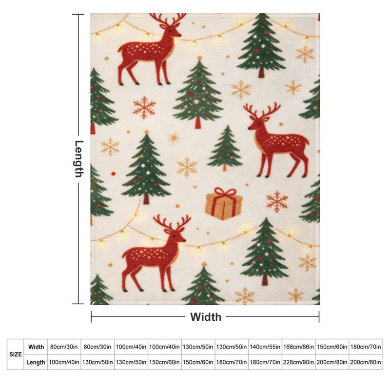 Jeté en flanelle de luxe Red Deer Green Trees, 50 x 60 po