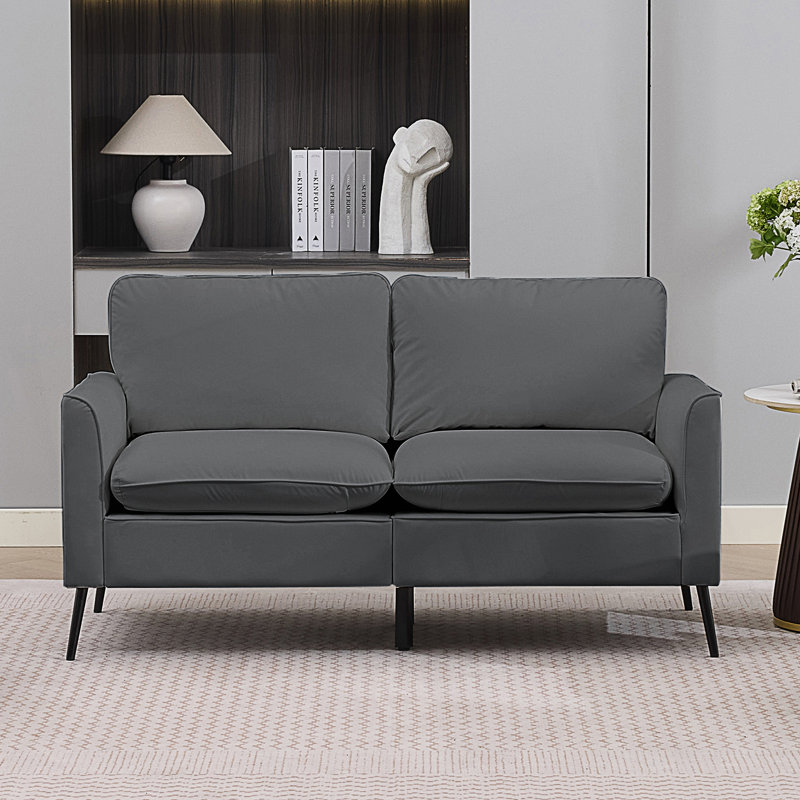 Causeuse rembourrée Nordic, Light Grey Faux Leather