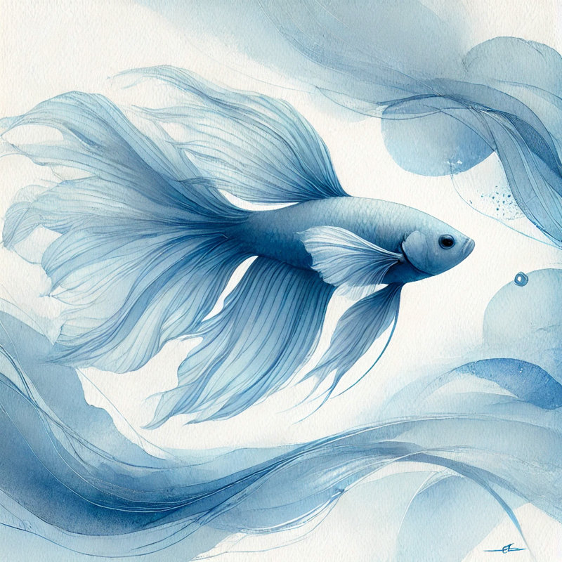 «Elegant Betta Fish», art mural sur toile tendue, H 20 po x l 20 po