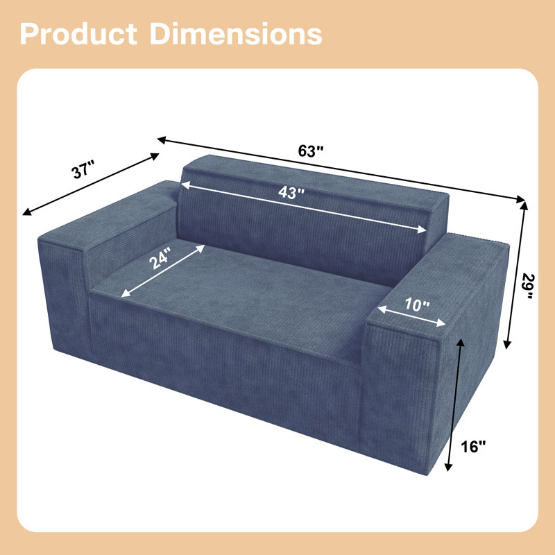 Highgrove Sofa in a Box memory foam sofa without installation and easy to move, deep deep sitting sofa with corduroy sofa for the bedroom office