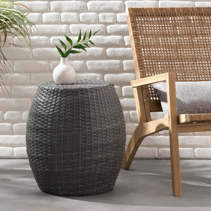 Table d'appoint d'extérieur cylindrique avec plateau rond, table d'appoint, Gris