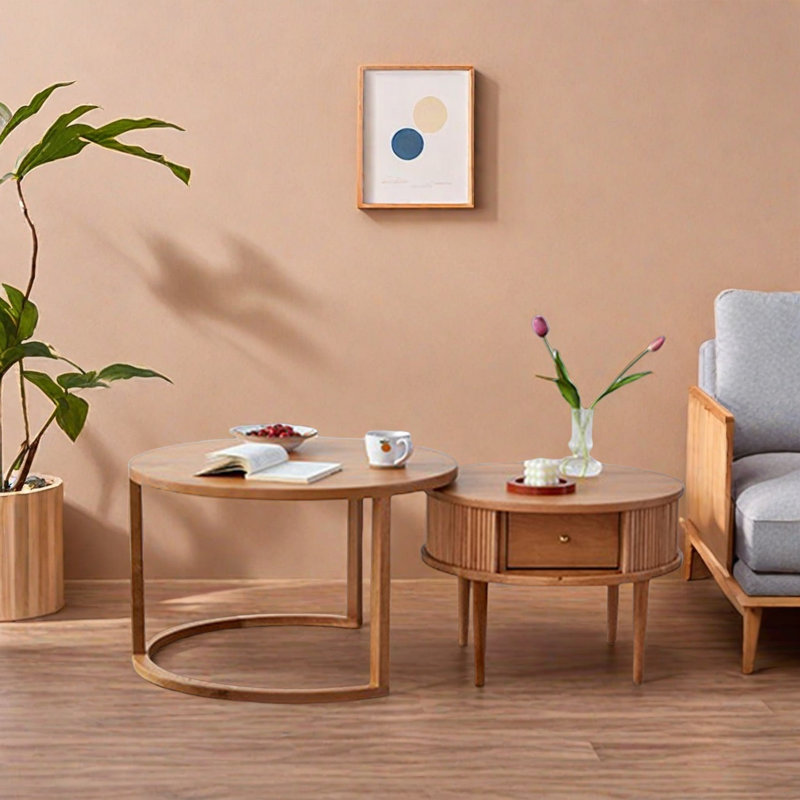 Ensemble de tables basses scandinaves en cerisier