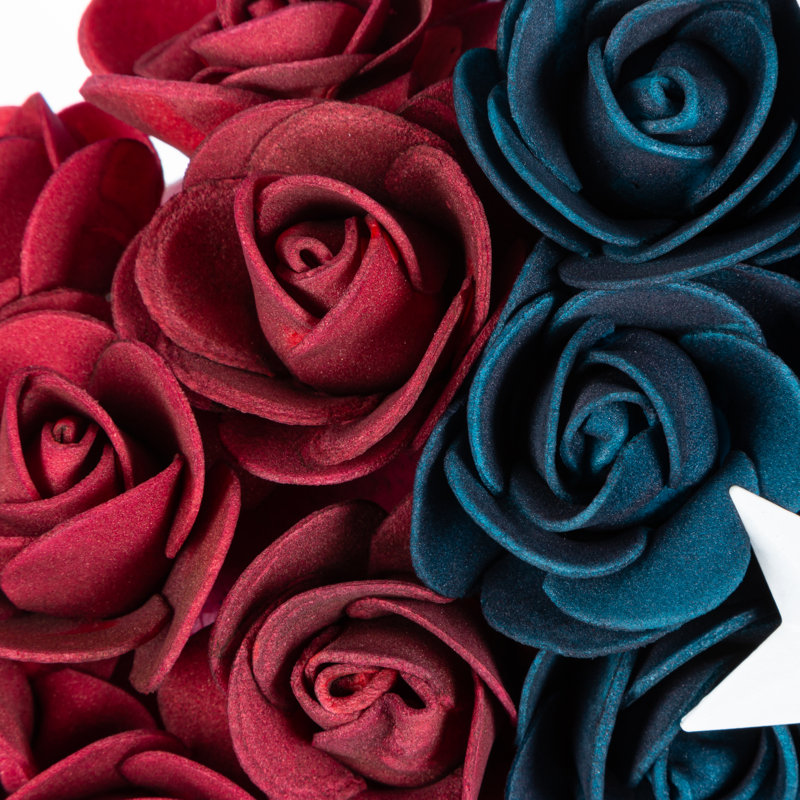 17-Inch Americana Flower Wreath – Patriotic Red, White, and Blue Rose Display with Star Accents