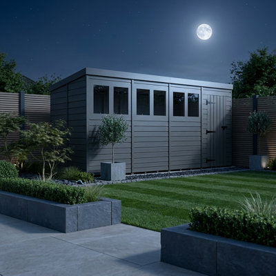 Total Sheds 6ft x 9ft Composite Pent Garden Shed - Single Door - With Windows - EPDM Rubber Roof - UK Manufactured