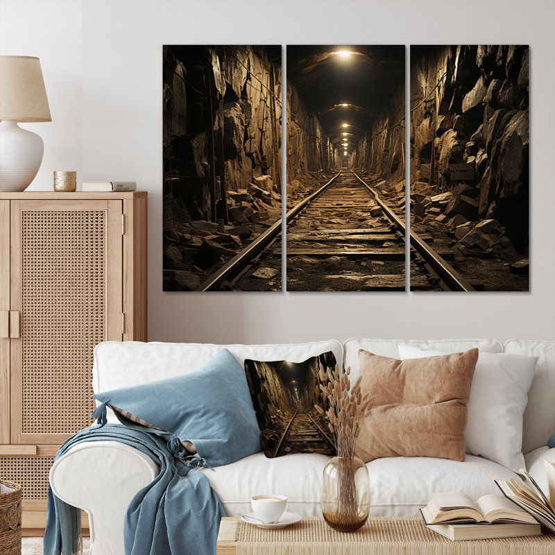 Impression sur toile 3 pièces Brown Tunnel, H 28 po x l 36 po x P 1 po