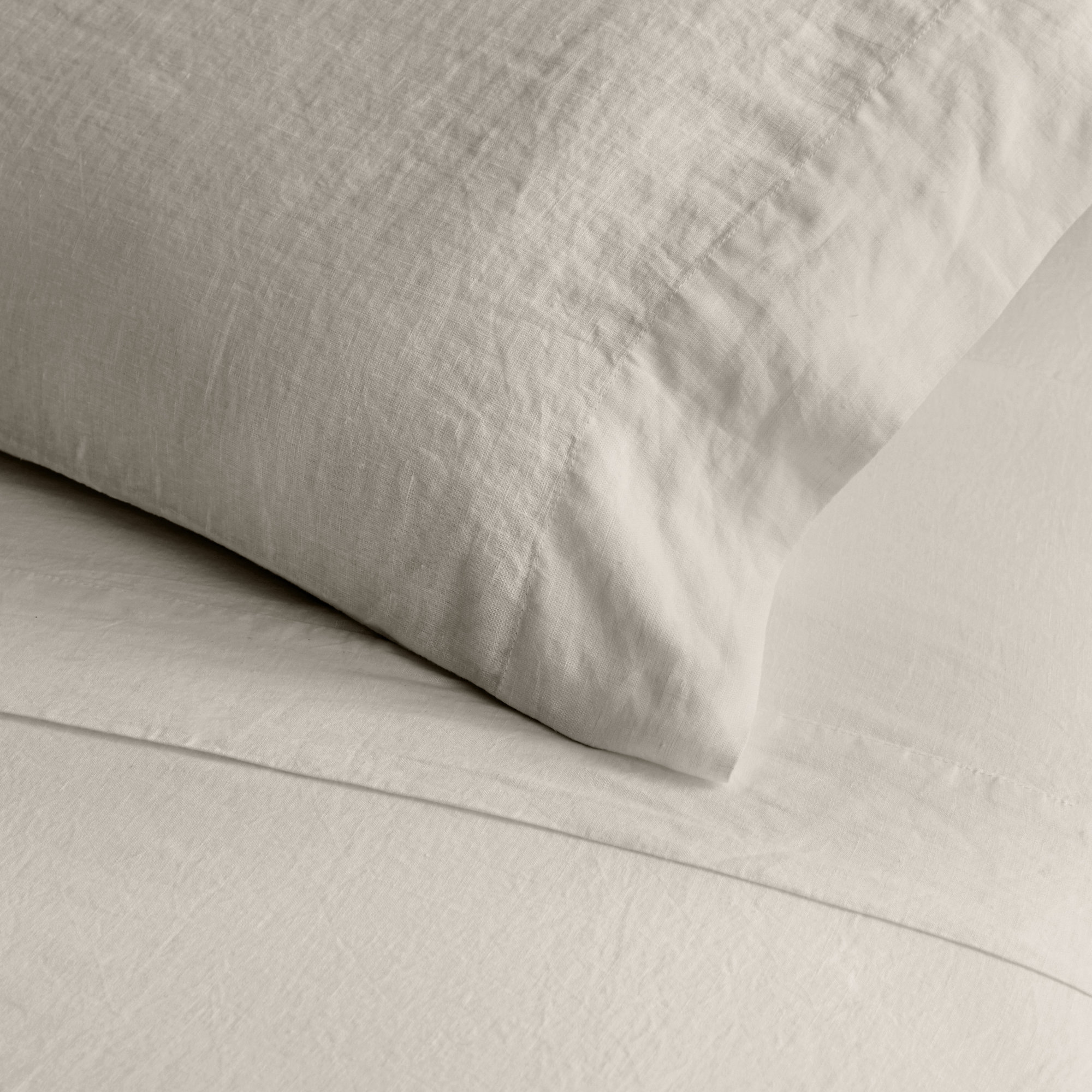 Frazier 100% Linen Machine Woven Sheet Set, Full Sheet Set with 2 Pillowcases, Stone