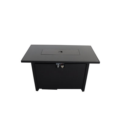 Table de foyer d'extérieur en acier, H 25 po x l 42 po, noir, chaleur chaleureuse et relaxante