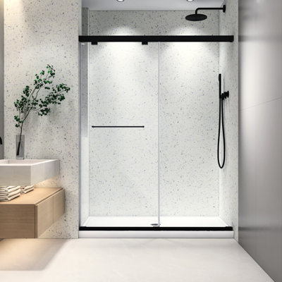 Matte Black Double Sliding Shower Door 6076 Inch - 8mm Tempered Glass, Nano Easy Clean, Soft Closing, -proof Membrane Black, Style, Cleaning, Adjustable , Defence