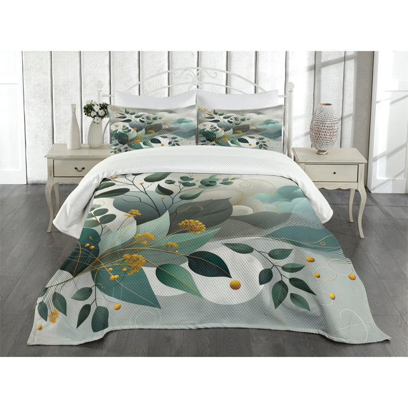 Polyester Floral Coverlet, King Coverlet / Bedspread + 2 Standard Shams