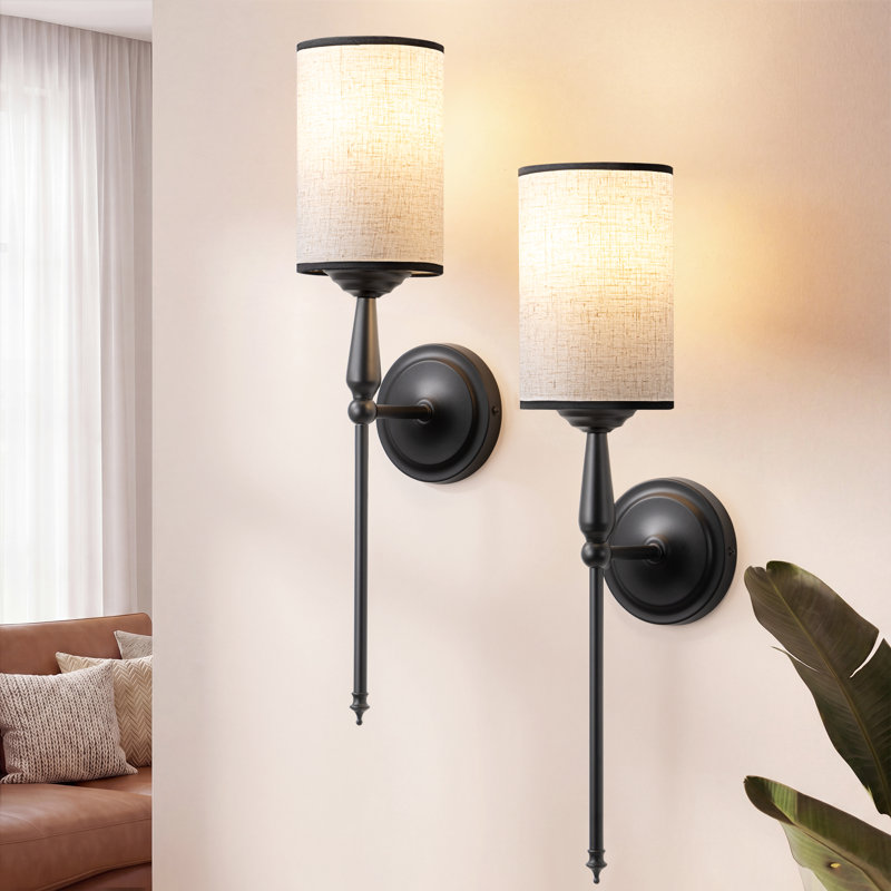 Applique murale d'intérieur en fer à intensité variable avec télécommande, Matte Black