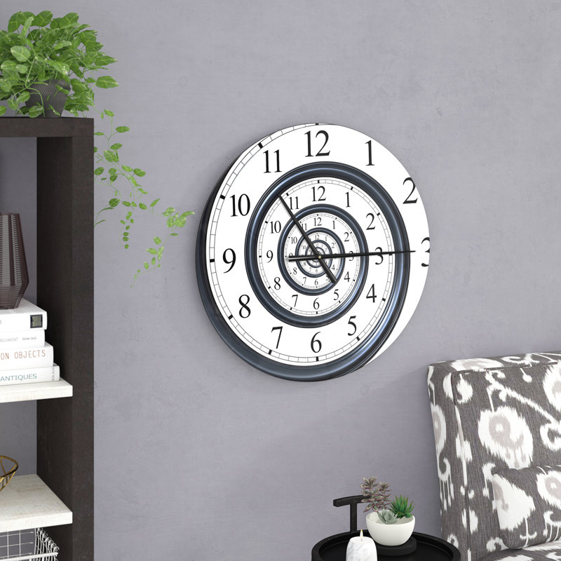 Horloge murale moderne, horloge décorative analogique en spirale, Moyenne