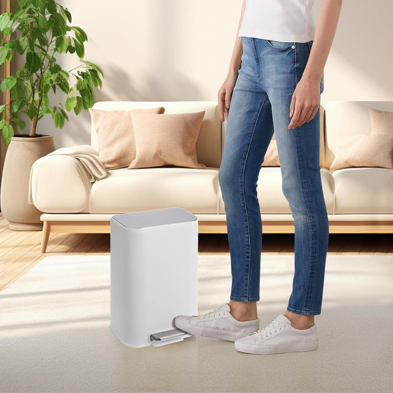 Poubelle de cuisine de 3,1 gallons, poubelle en acier inoxydable de 12 l avec seau intérieur amovible, poubelle à pédale, pédale pour une ouverture mains libres dans la salle de bain ou le salon