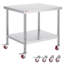 30x36x34 Inch Stainless Steel Work Table 3-Stage Adjustable Shelf with 4 Wheels