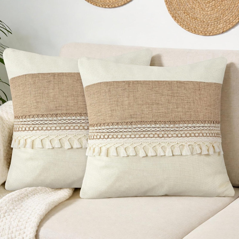 Patchwork Pillowcase, Beige pampilles-B