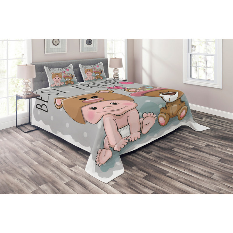 Herbs Polyester Coverlet, King Bedspread + 2 Shams