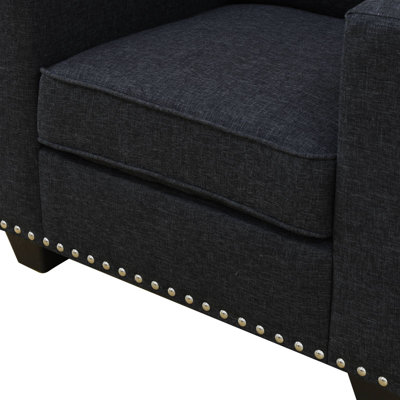 Black Linen Living Room Chair