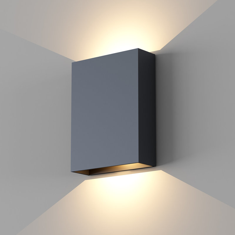 Dimmable Led Up And Down Wall Light Outdoor Wall Sconces, 6.3'' Mordern Porch Light, Ip65 Waterproof Wall Lamp 10%-100% Dimmable, 120-277v, 15.5w 3000k Cri90+ (black)