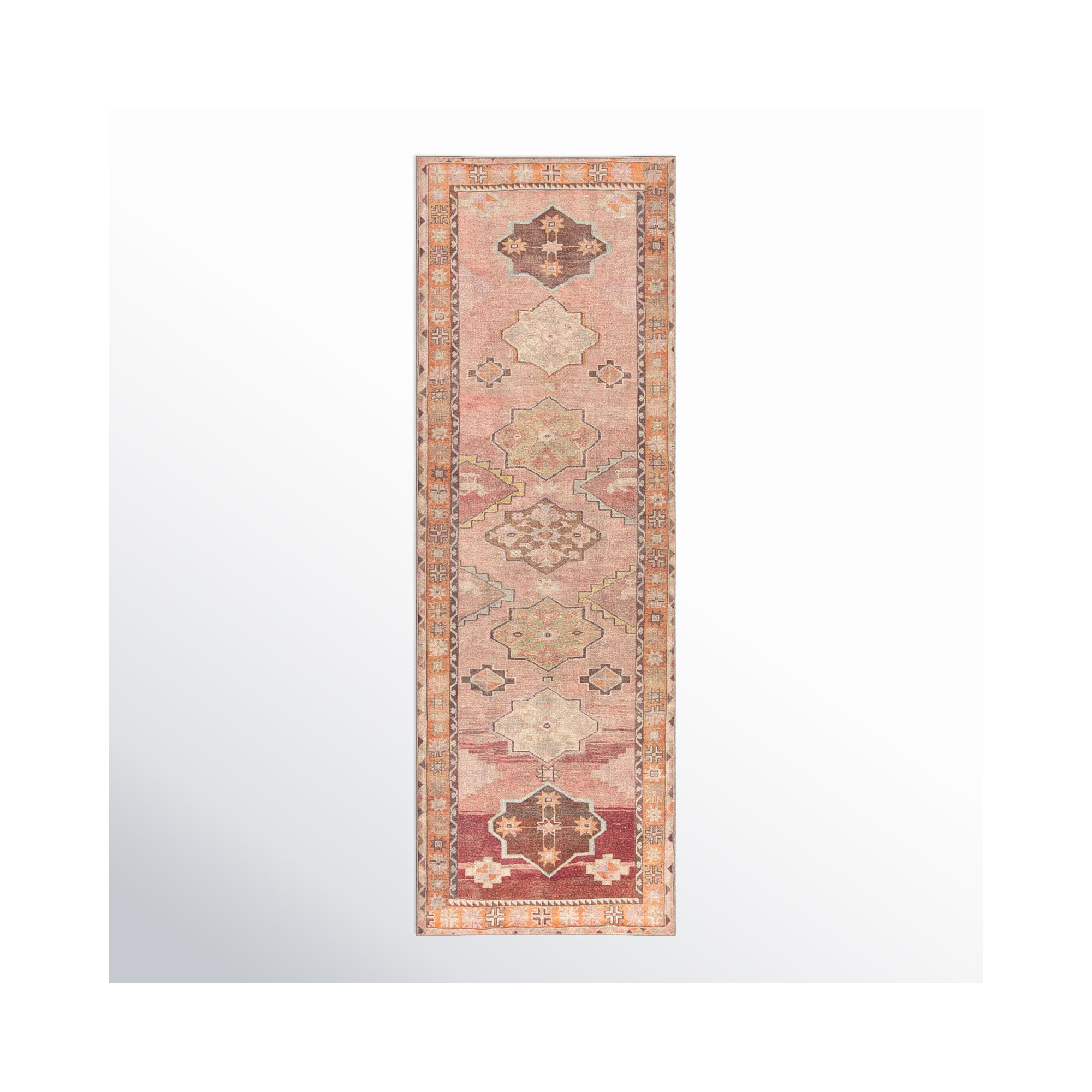 Debary Machine Washable Performance Orange/Pink/Brown Rug, Runner 2' x 6'