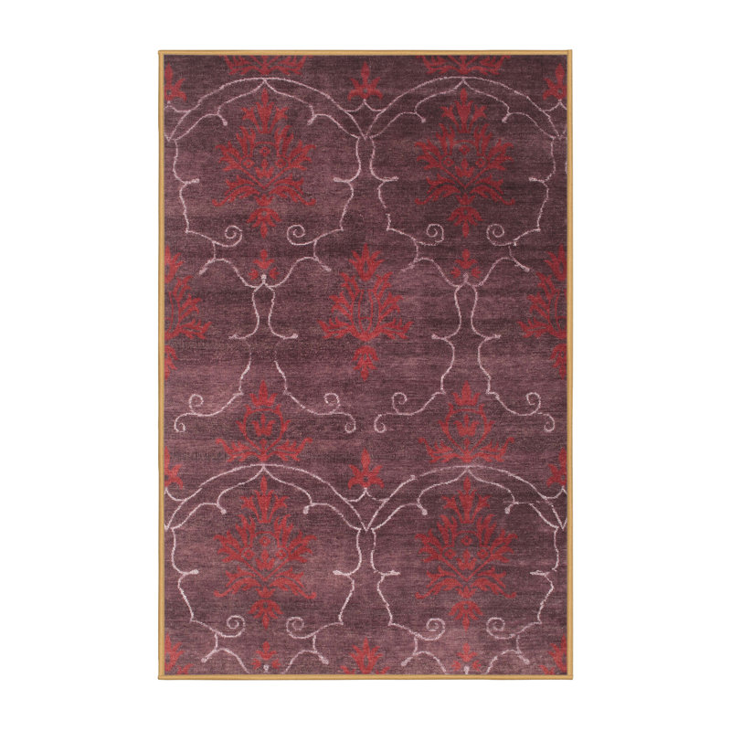 Tapis contemporain rouge, Rectangle 5 pi x 7 pi