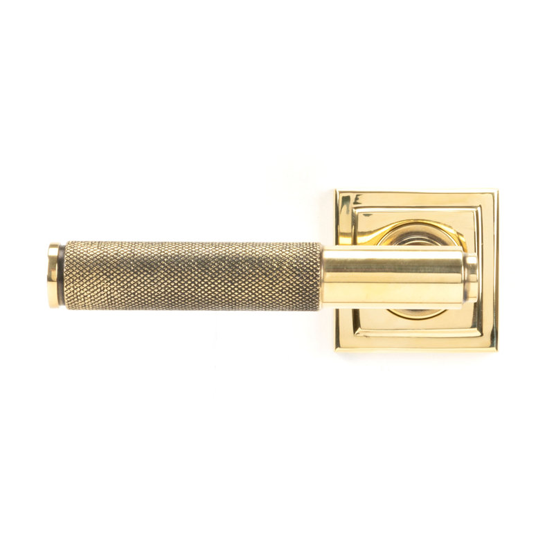 Brompton Latch Right Hand Door Handle, Aged Brass