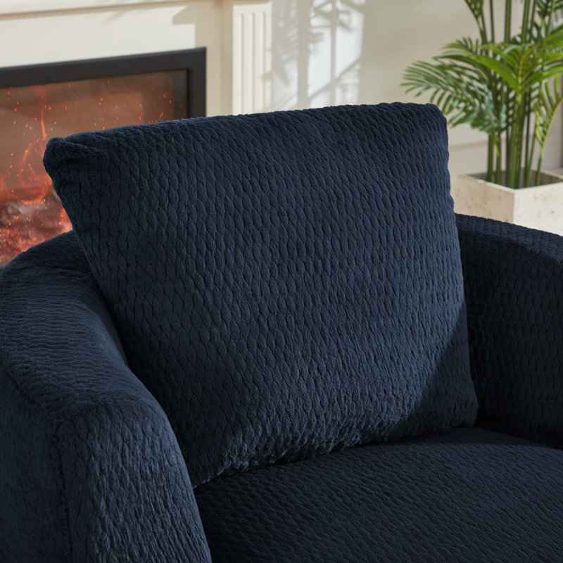 Fauteuil d'appoint pivotant à 360 ° compressible - siège moderne et confortable pour salon, bureau, appartement, Dark Blue