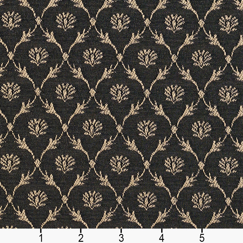 Tissu à treillis floral, Noir