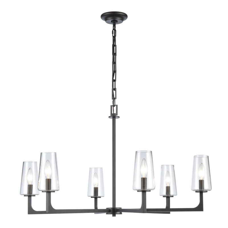Lustre à 6 lumières de 34 po de large Darivs - noir mat