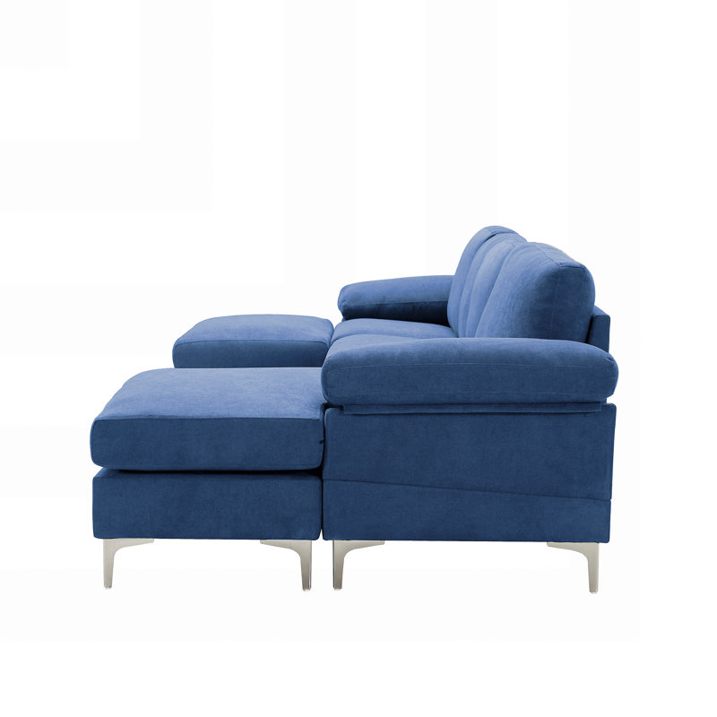 Canapé modulaire 3 pièces rembourré, Mélange de polyester bleu