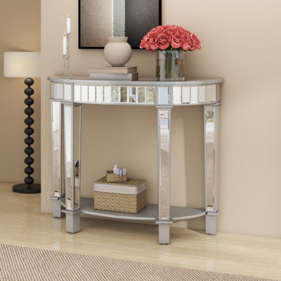 Andreja Half-Moon Console Table with Shelf