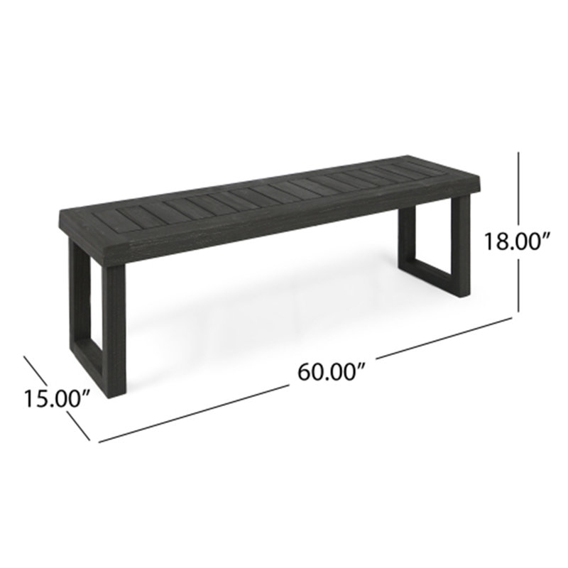 Ensemble repas d'extérieur en bois d'acacia à 6 places avec banc, gris foncé / gris clair