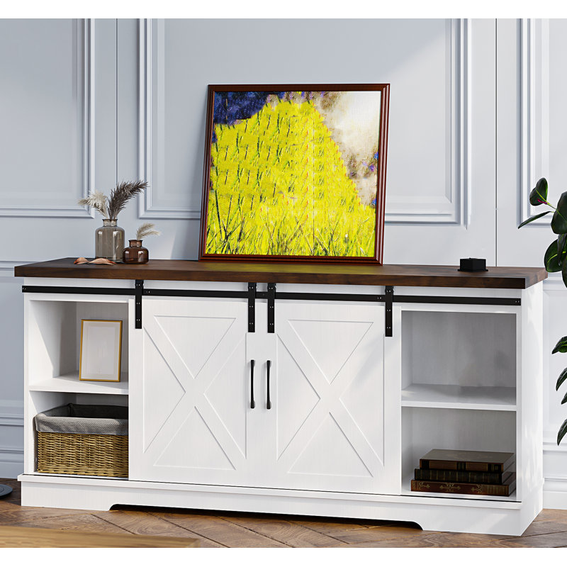 Unfinished TV Stand for TVs up to 65", White/Brown