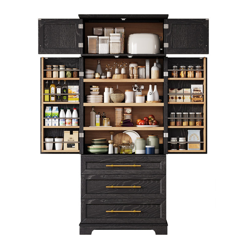 Armoire garde-manger Farmhouse Idée de cadeau, Noir mat