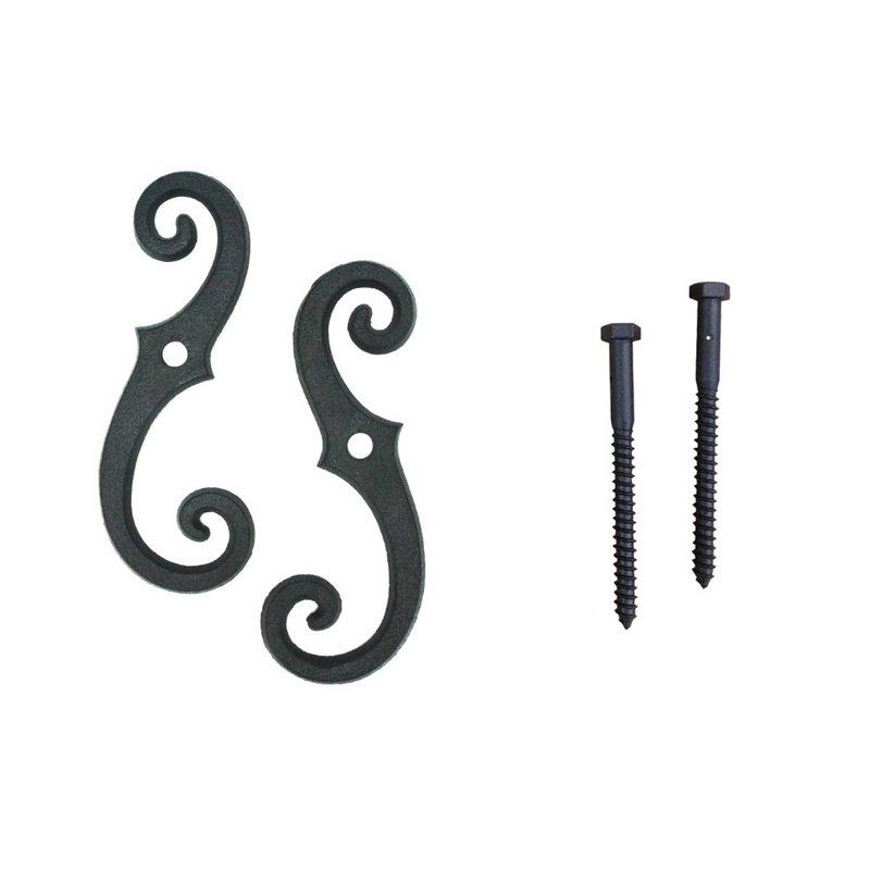 Black Cast Iron Scroll Shutter Dog Set with Lag Screws
