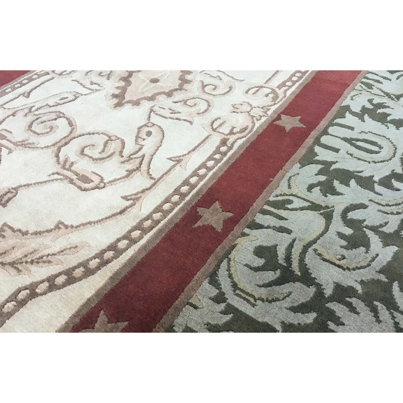 Tapis vert noué à la main de haute qualité