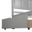 Lit plateforme simple avec roulettes et rangement, bois gris, pour l'organisation à la maison