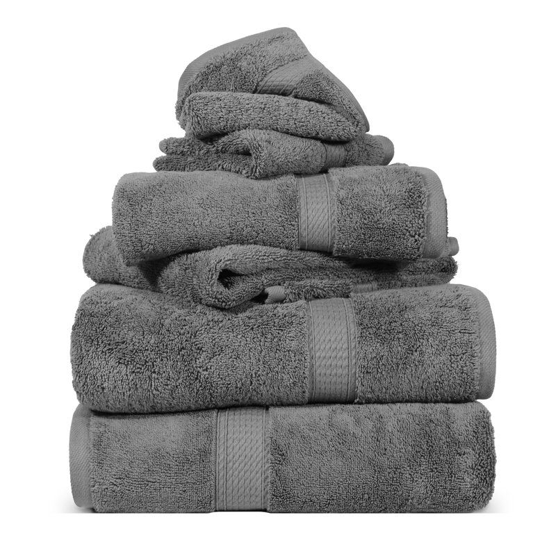 Scotia Egyptian Cotton Bath Towel Set, Charcoal, 6Pc Towel Set  (2Bath, 2Hand, 2Face)