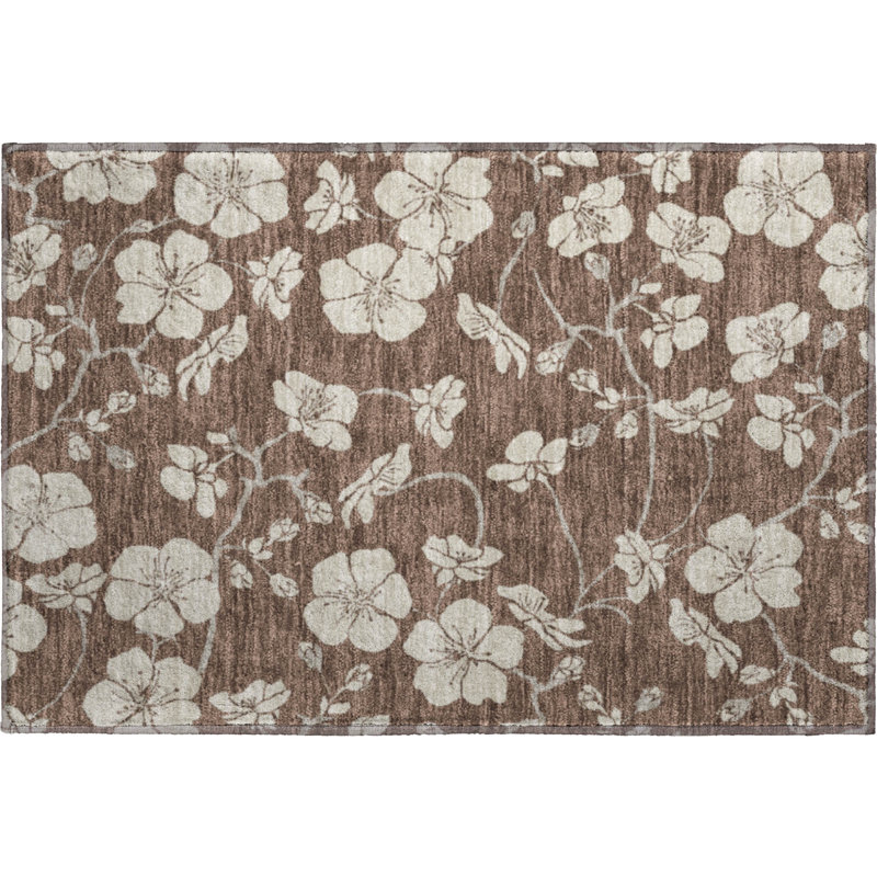 Premium Machine Washable Diskin AMF1032 Floral Rug, Rectangle 1'8" x 2'6"