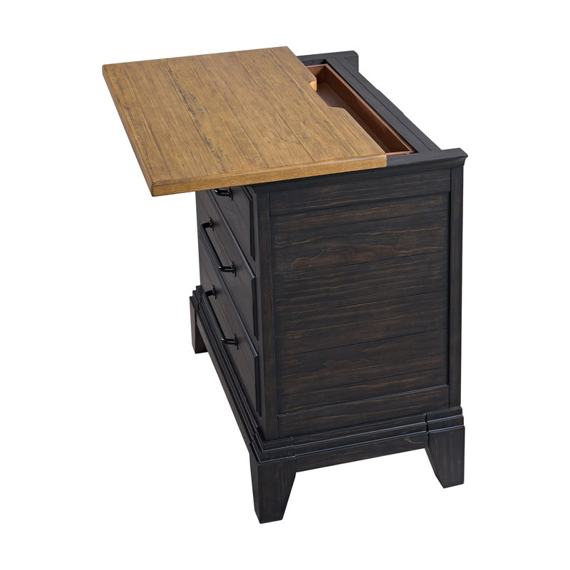 Table de chevet avec chargeur et capteur Denning en espresso et brun