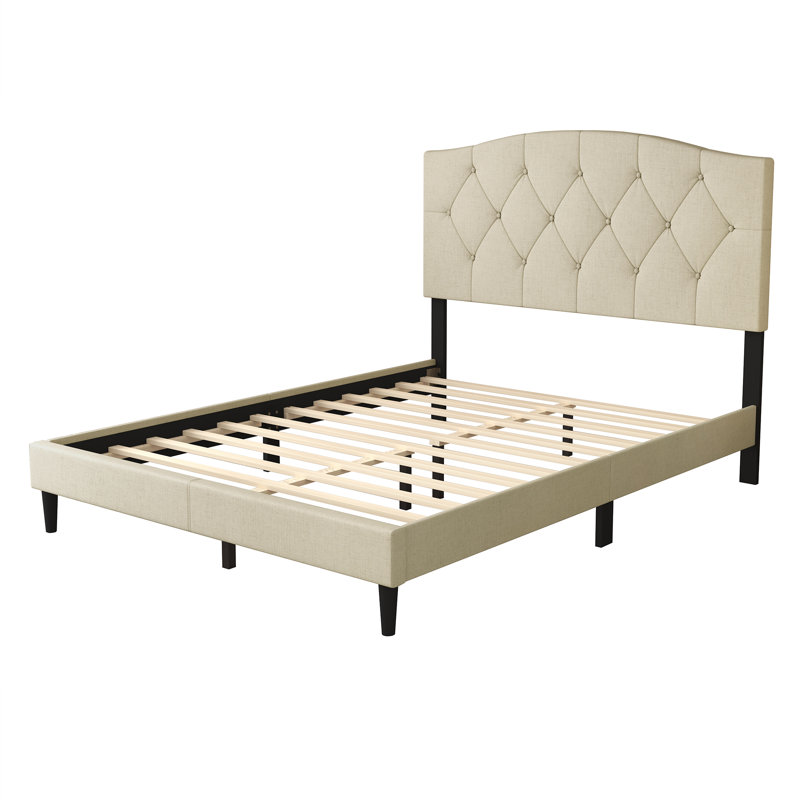 Nahiem Upholstered Platform Bed, Full / Double, Beige