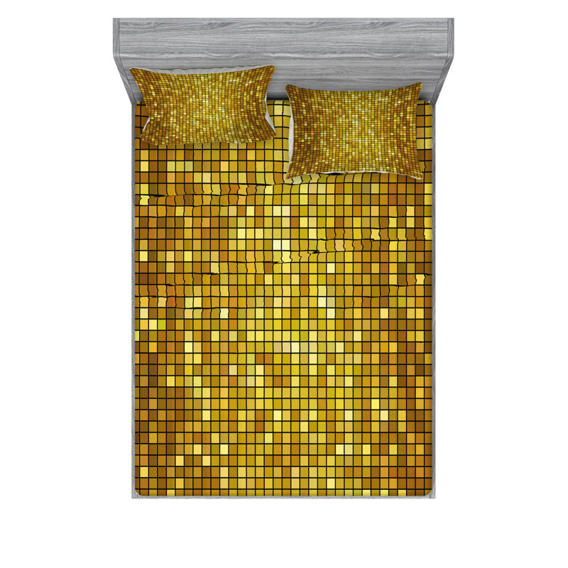 Ensemble de draps géométrique mosaïque, Ensemble de draps pour lit double avec un drap-hou
