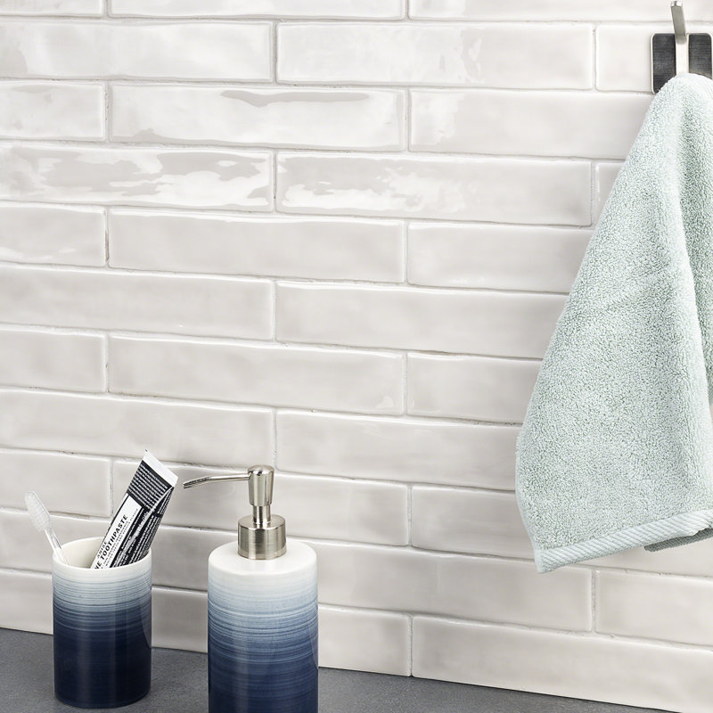 Brookline Polished 2" x 10" Ceramic Brick Look Subway Wall Tile (5.38 sq. ft./ box), Gray