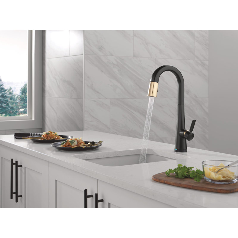 Touch2O Bar / Prep Faucet with Touchless Technology, Matte Black / Champagne Bronze