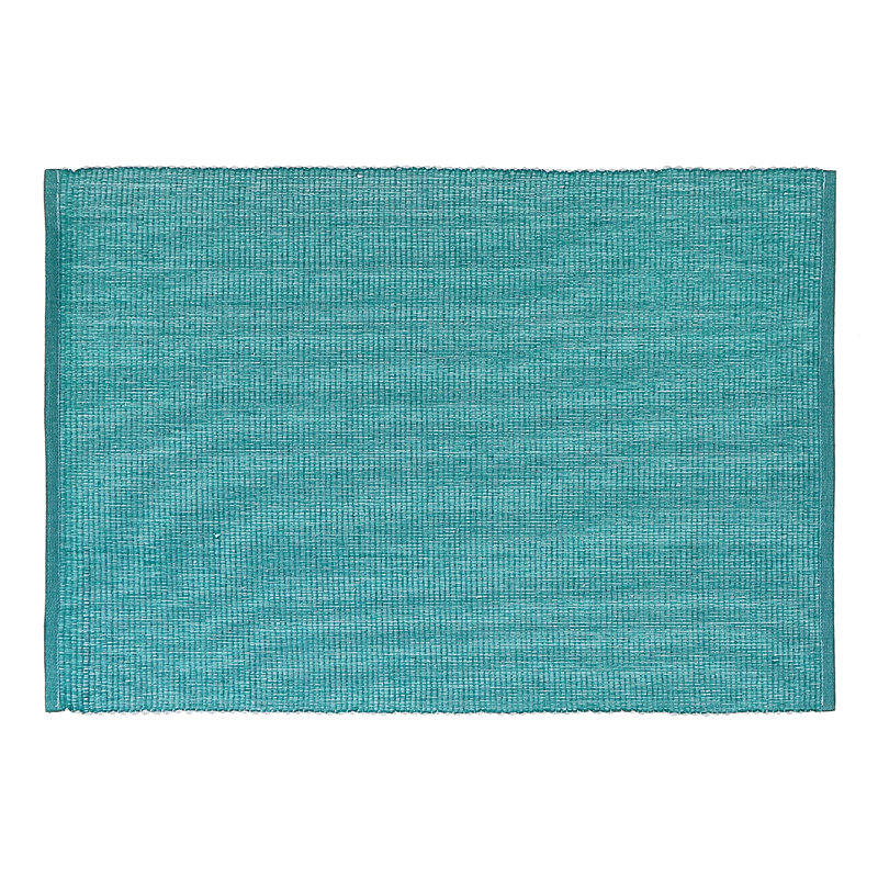 Teal Ribbed Cotton Rectangle Placemat Set of 12