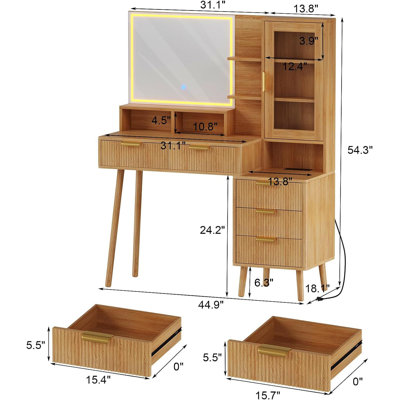 Makeup Vanity Desk, with HD Lighted Mirror