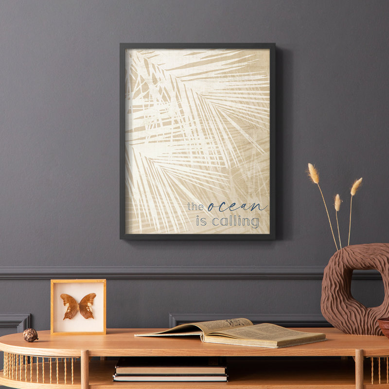 «Ocean Calling Palms», reproduction encadrée - bois massif, Noir, H 10 po x l 8 po